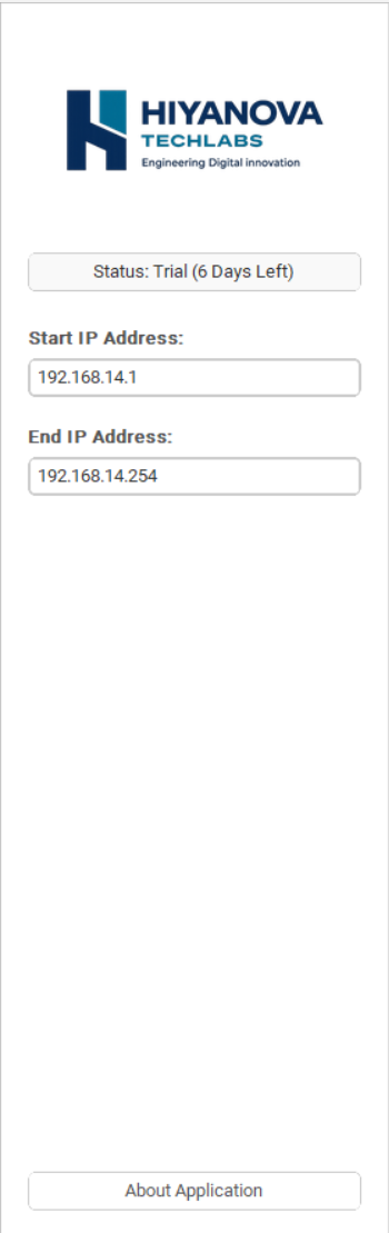 IP Utility Tool sidebar showing trial status with 6 days left, and start/end IP address fields